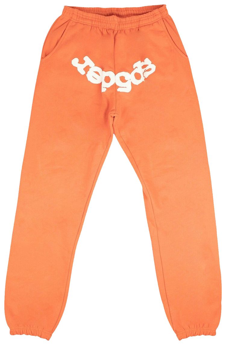 Sp5der Letter Logo Sweatpants OrangeWhite