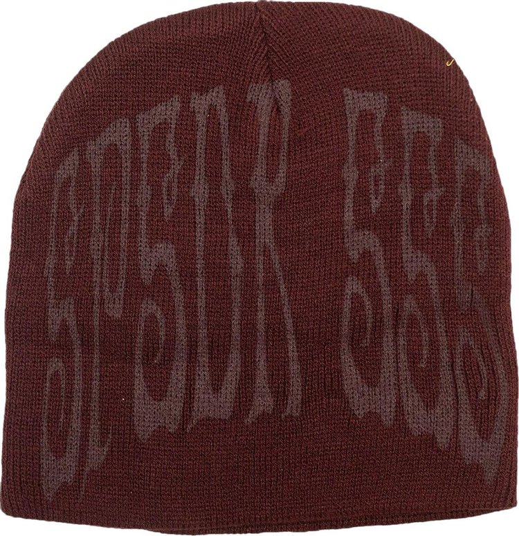 Sp5der Knit Beanie Hat Burgundy