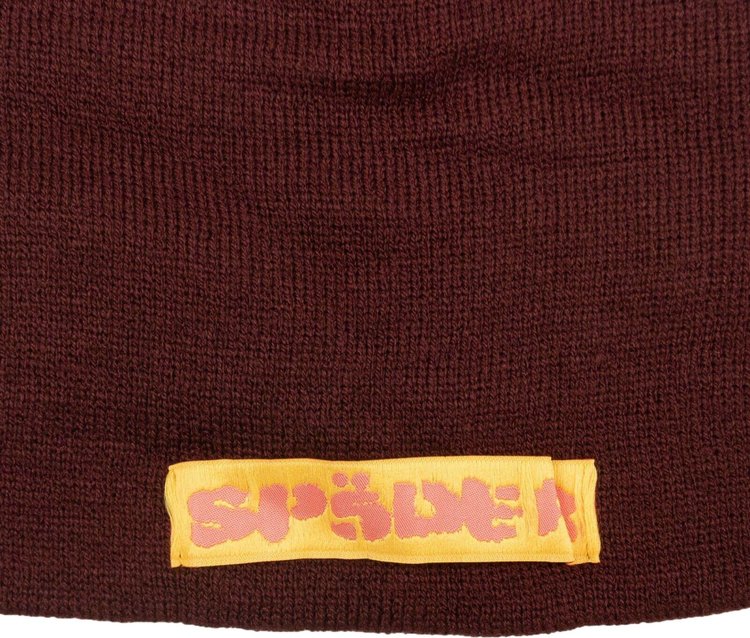 Sp5der Knit Beanie Hat Burgundy