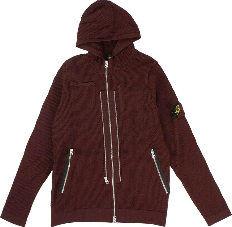 Stone Island Shadow Project Zip Up Perforated Sweater 'Burgundy'
