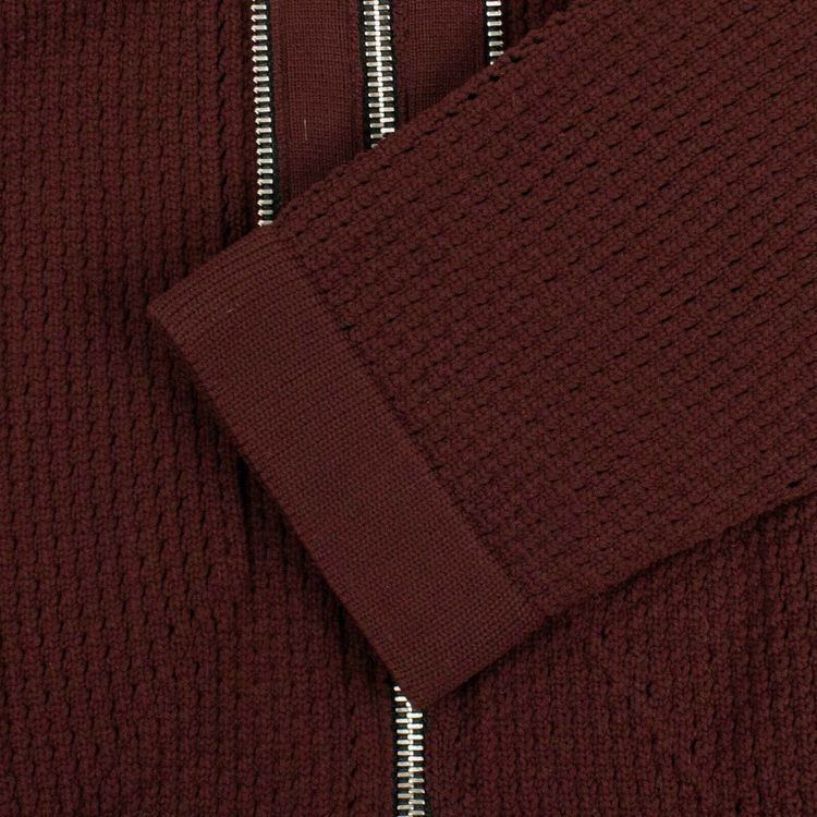 Stone Island Shadow Project Zip Up Perforated Sweater Burgundy