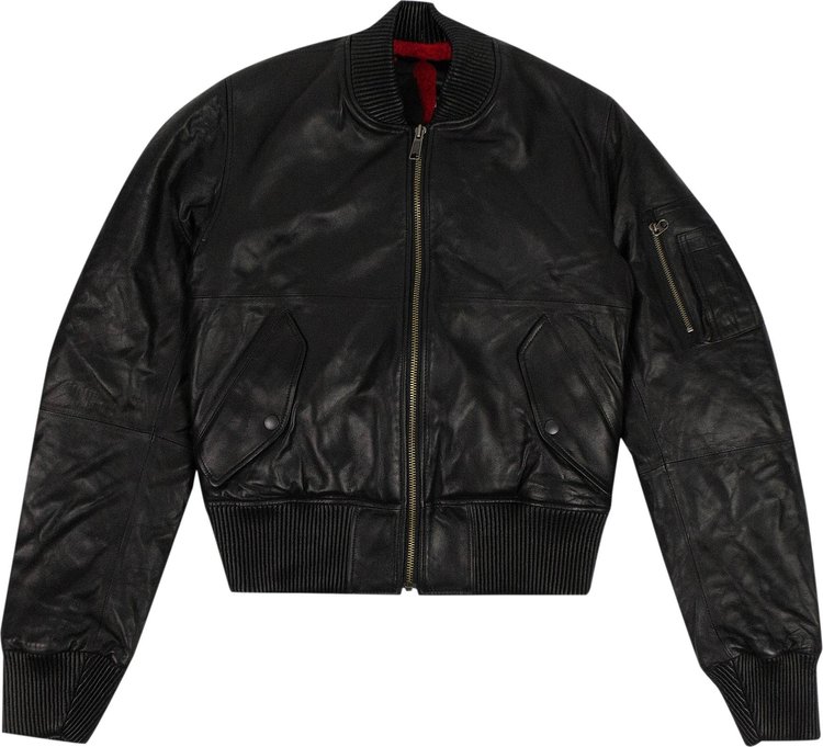 Buy Vlone Leather Bomber 'Black/Red' - 1020 100000301LB BLAC | GOAT