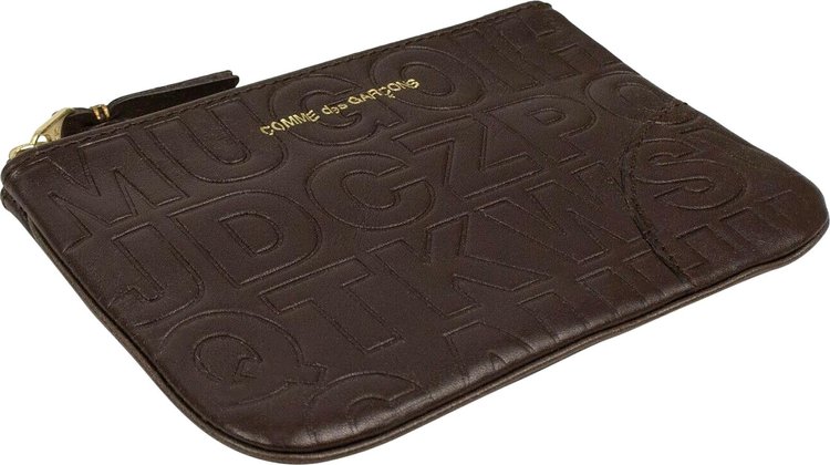 Comme des Garcons Wallet Letter Embossed Wallet Pouch Brown