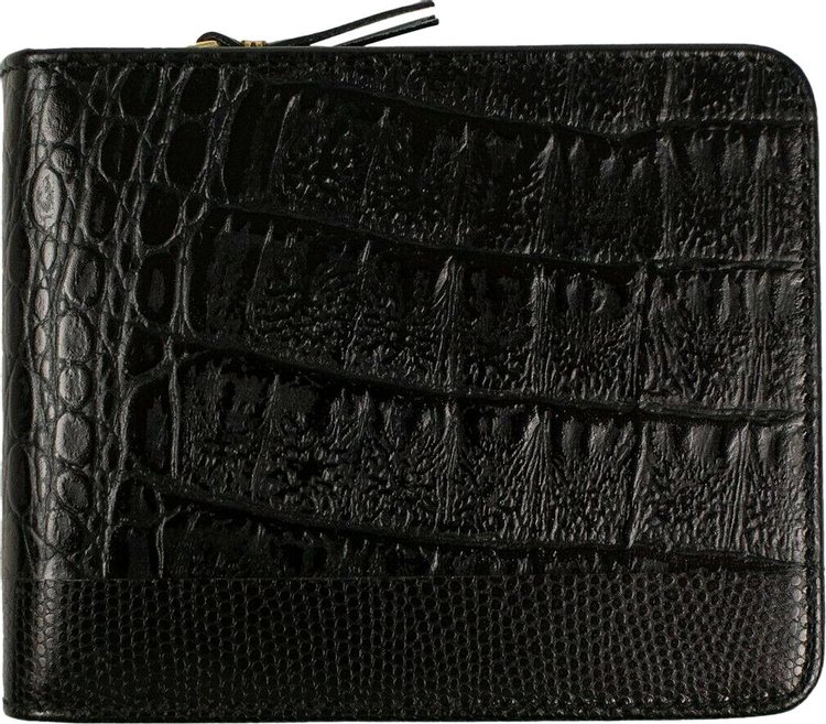 Comme des Garcons Wallet Reptile Patchwork Cardholder Wallet Black