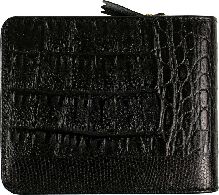 Comme des Garcons Wallet Reptile Patchwork Cardholder Wallet Black