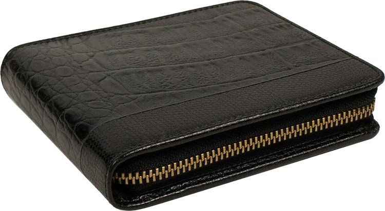 Comme des Garcons Wallet Reptile Patchwork Cardholder Wallet Black