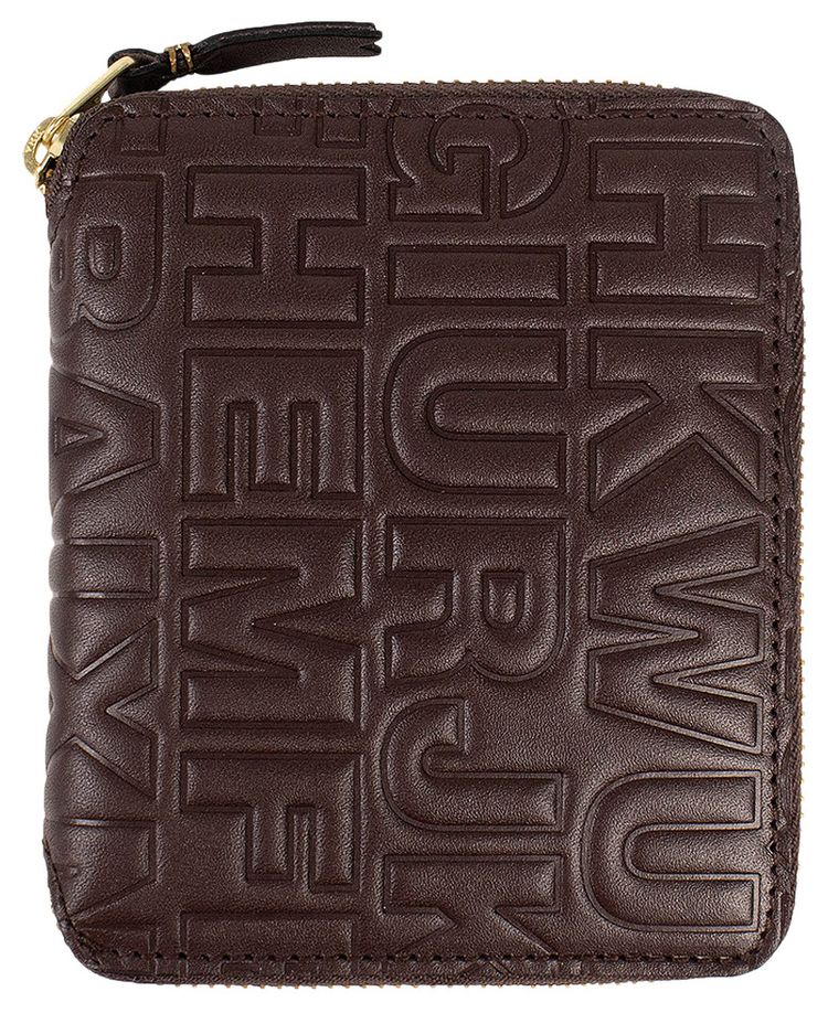 Comme des Garcons Wallet Embossed Letters Wallet Brown