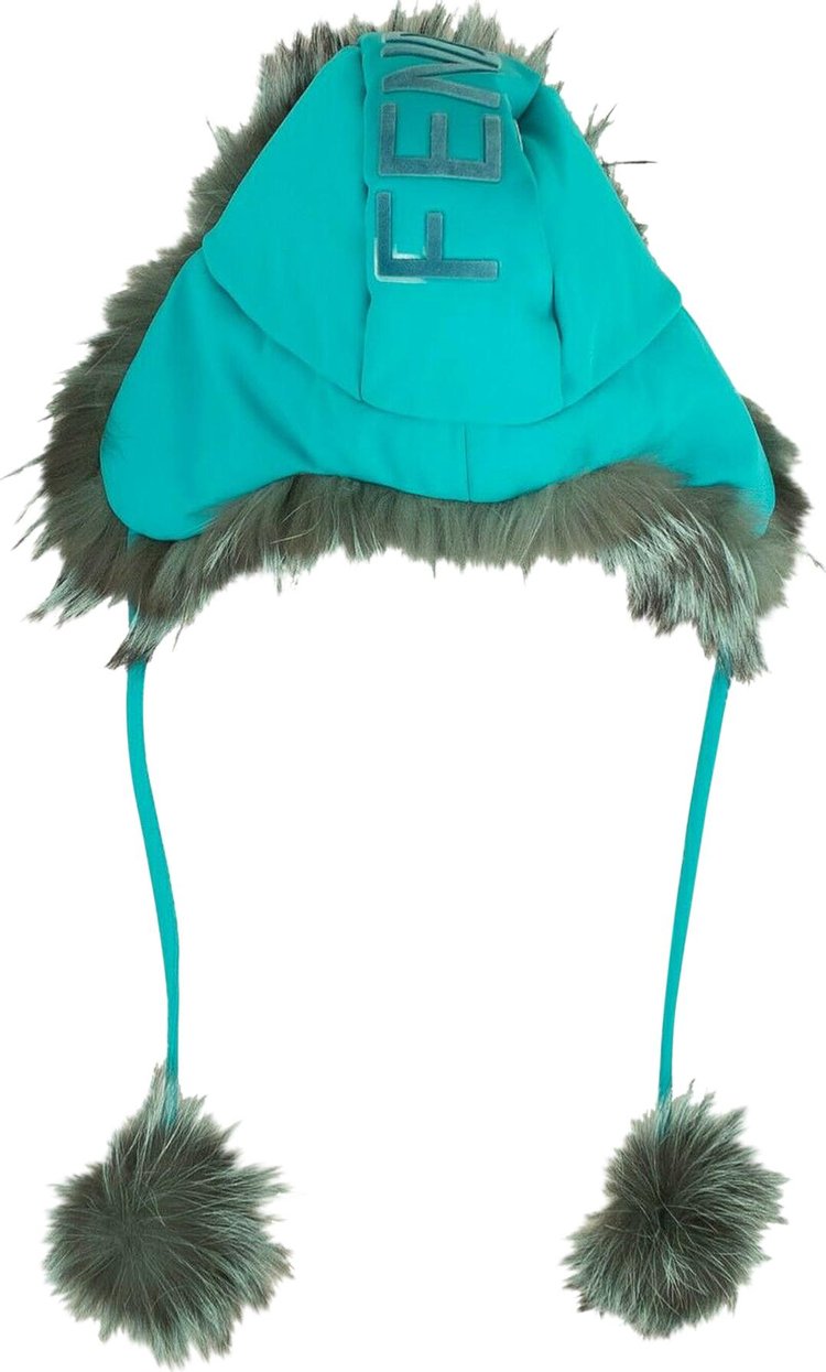 Fendi Aviator Winter Fox Fur Hat Blue