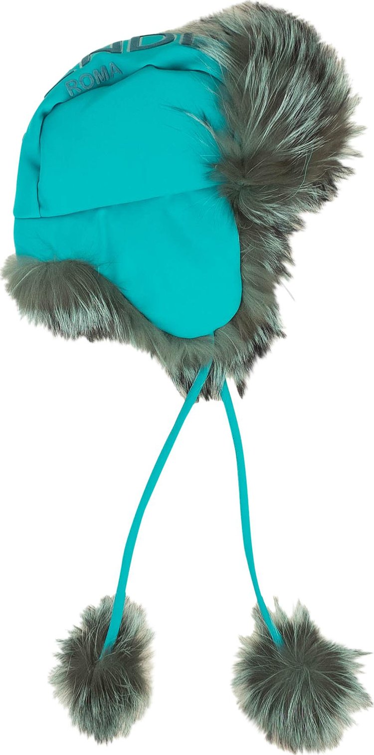 Fendi Aviator Winter Fox Fur Hat Blue