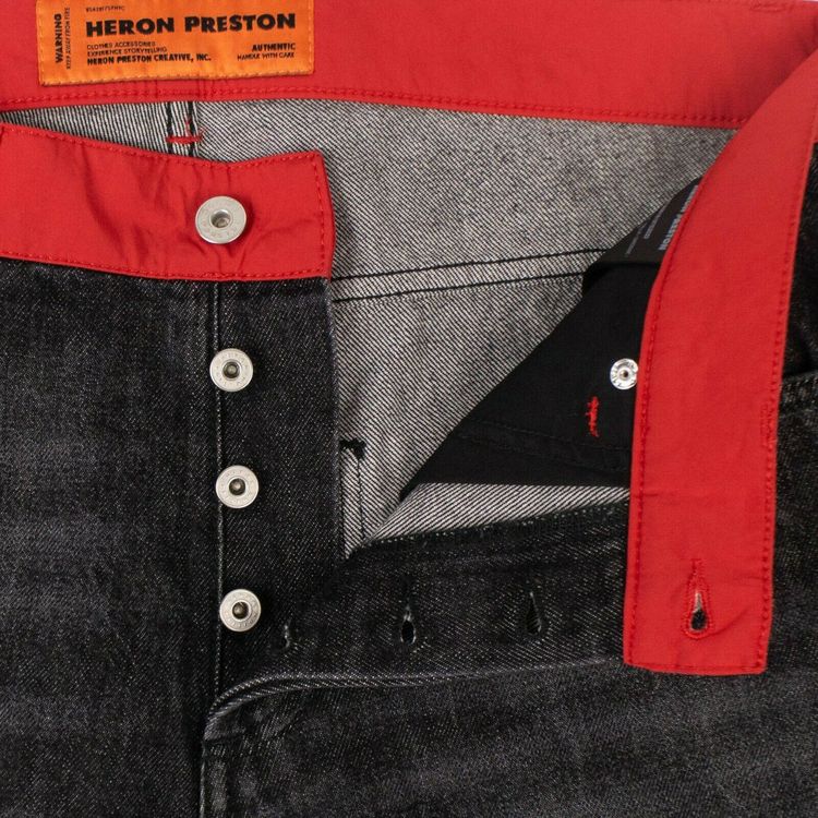 Heron Preston Nylon Waistband Jeans Pants Black Denim