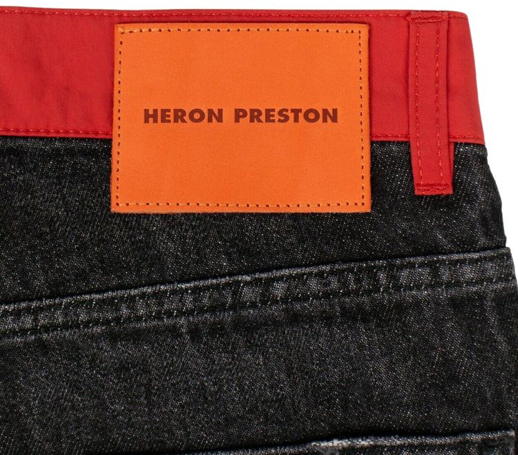 Heron Preston Nylon Waistband Jeans Pants Black Denim