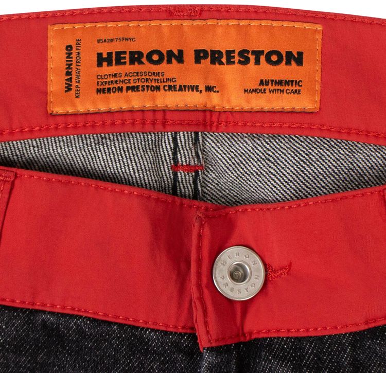 Heron Preston Nylon Waistband Jeans Pants Black Denim