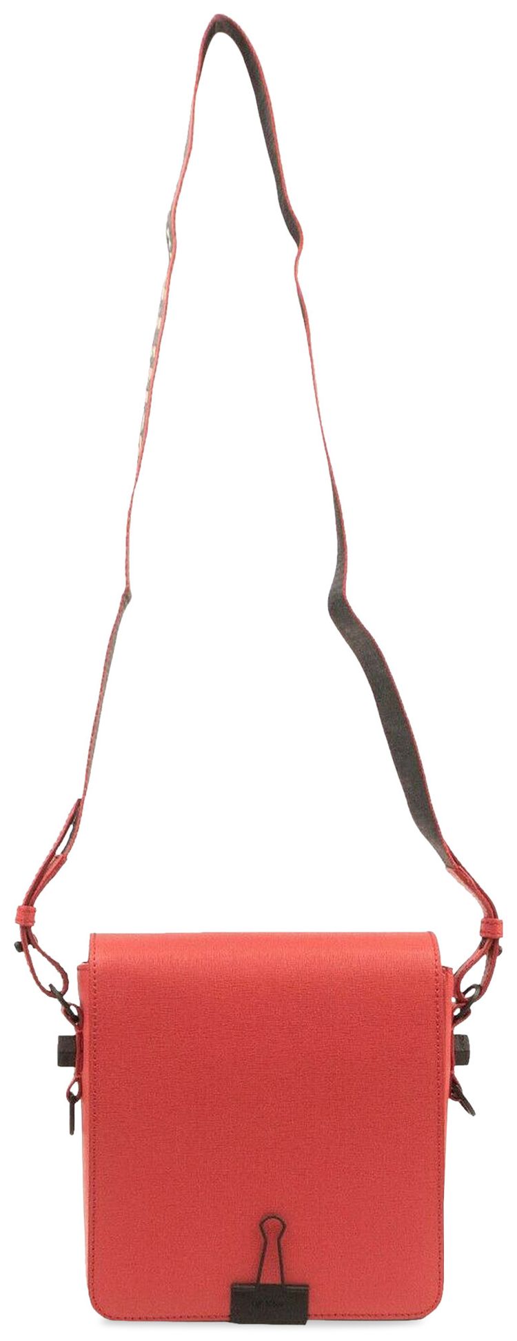 Off White Leather Binderclip Bag Red