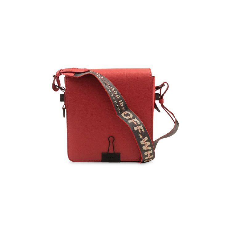 Off White Leather Binderclip Bag Red
