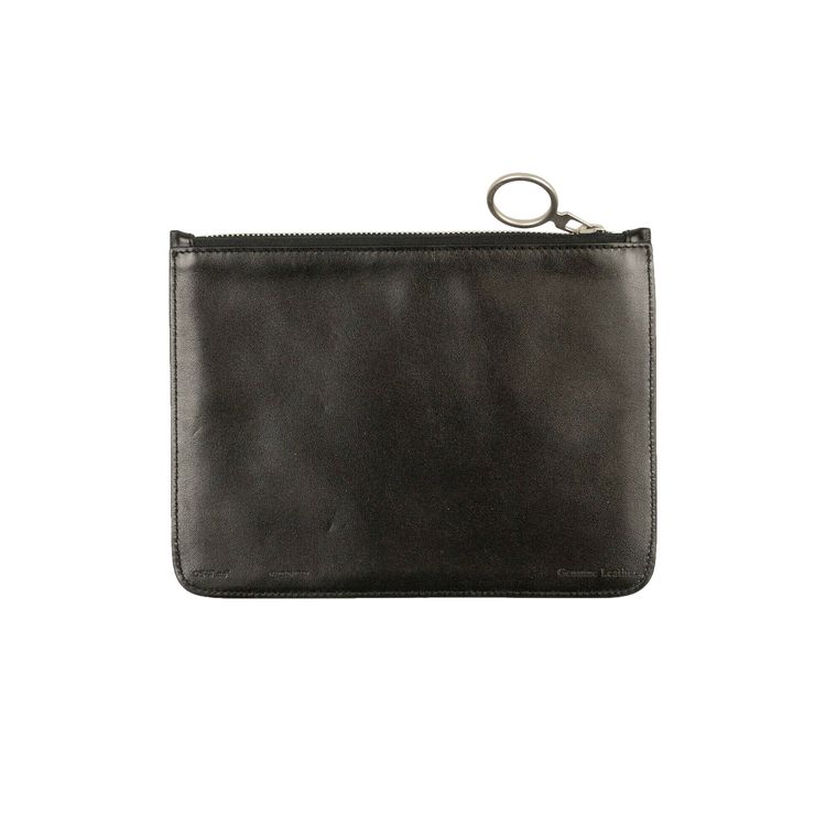Off White Leather Logo Flat Pouch Black