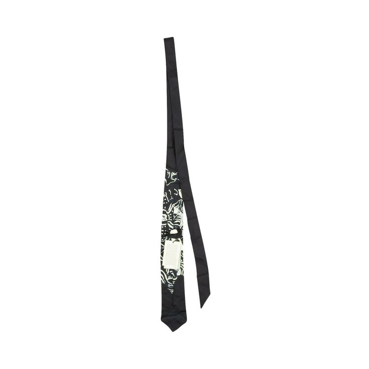 Off White Floral Silk Tie Dark