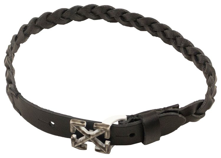 Off White Woven Arrow Cuff Bracelet Black