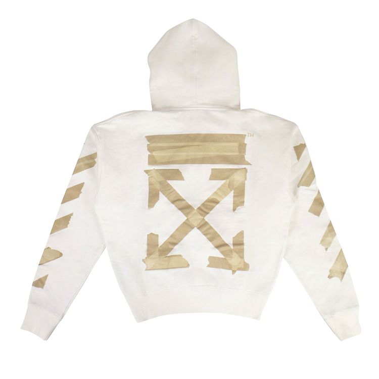Off White Tape Arrows Over Hoodie WhiteBeige