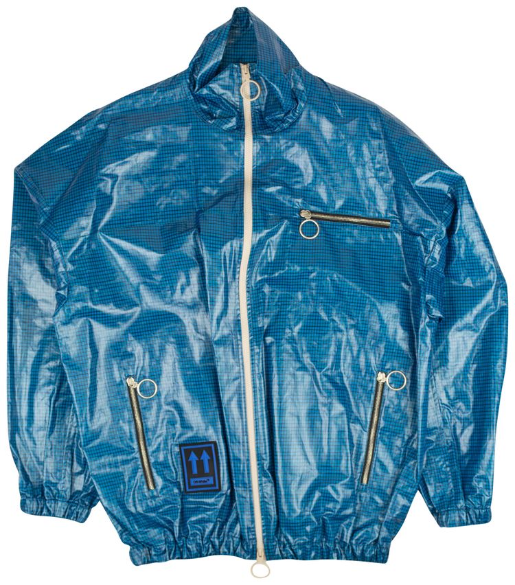 Off White Check Zipped Jacket Blue