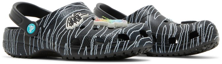 Ron English x Crocs Classic Clog Kids Party Animals   Zebra Black