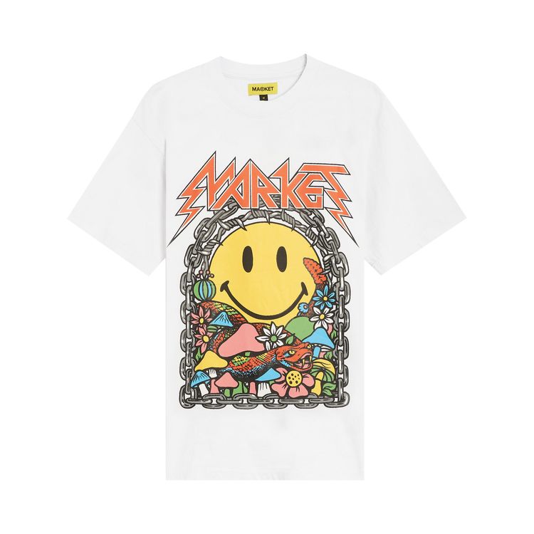Market Smiley Iron T Shirt White