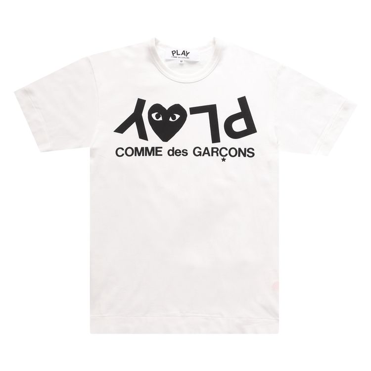 Comme des Garcons PLAY Inverted Text Logo T Shirt White