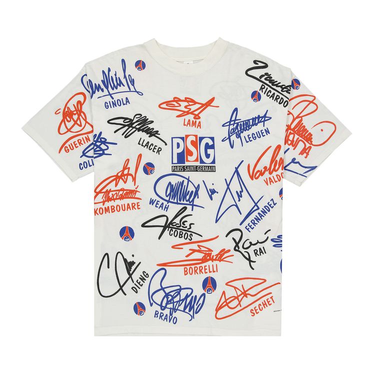 Vintage Paris Saint Germain All Over Signature T Shirt White