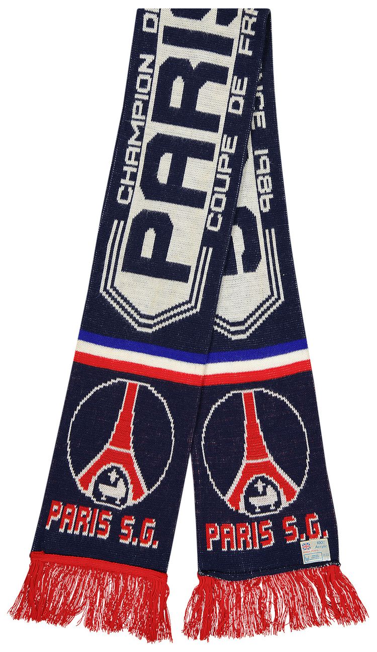 Vintage Paris Saint Germain Coupe De France 1986 Scarf Navy