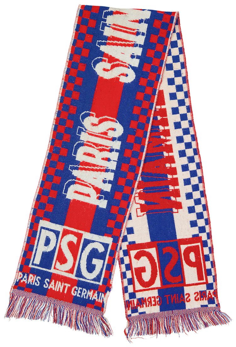 Vintage Paris Saint Germain PSG Checked Striped Scarf RedBlue