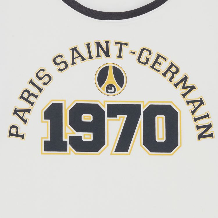 Vintage Paris Saint Germain 1970 Logo 34 Sleeve T Shirt WhiteBlack