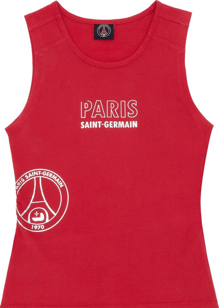 Vintage Paris Saint-Germain Logo Print Tank Top 'Red'