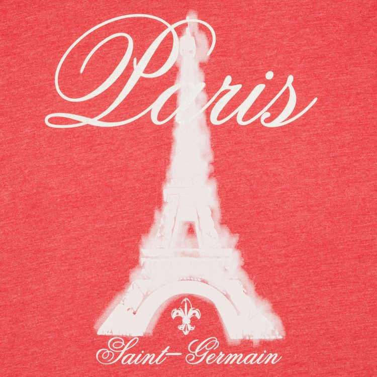 Vintage Paris Saint Germain Eiffel Tower Logo Print T Shirt Red