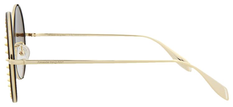 Alexander McQueen Round Frame Metal Sunglasses Gold