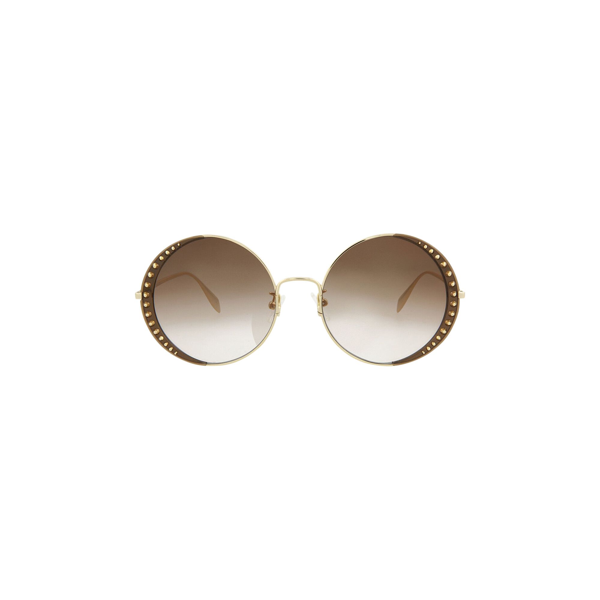 Buy Alexander McQueen Round Frame Metal Sunglasses Gold