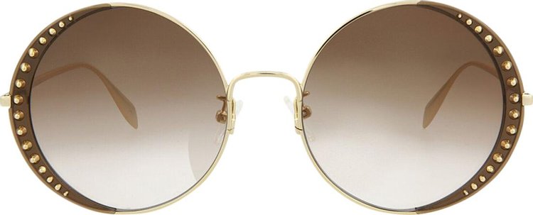 Alexander McQueen Round Frame Metal Sunglasses 'Gold'