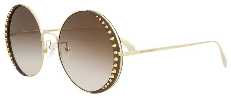 Alexander McQueen Round Frame Metal Sunglasses Gold