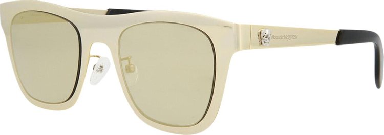 Alexander McQueen Square Frame Metal Sunglasses Gold