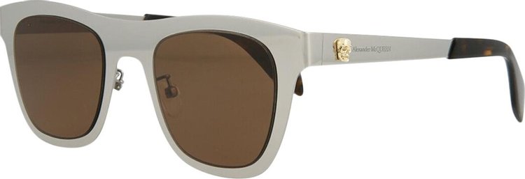 Alexander McQueen Square Frame Metal Sunglasses Silver