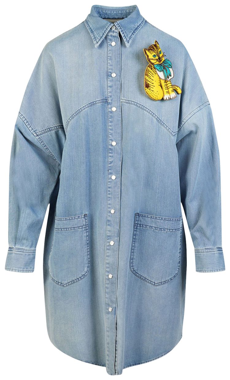 Gucci Kitten Denim Dress Blue