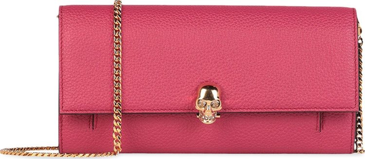 Alexander McQueen Skull Leather Chain Wallet Pink