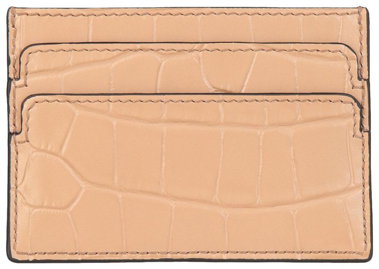 Alexander McQueen Skull Leather Card Holder Beige