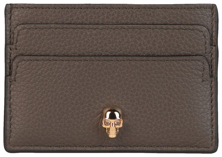Alexander McQueen Skull Leather Card Holder Green
