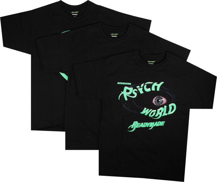 Psychworld x Readymade T-Shirts (3 Pack) 'Black'