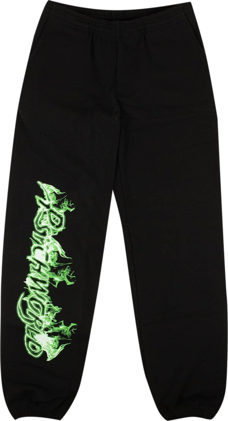 Psychworld Flame Logo Sweatpants 'Black/Green'