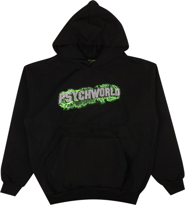 Psychworld Rhinestone Logo Hoodie 'Black/Green'