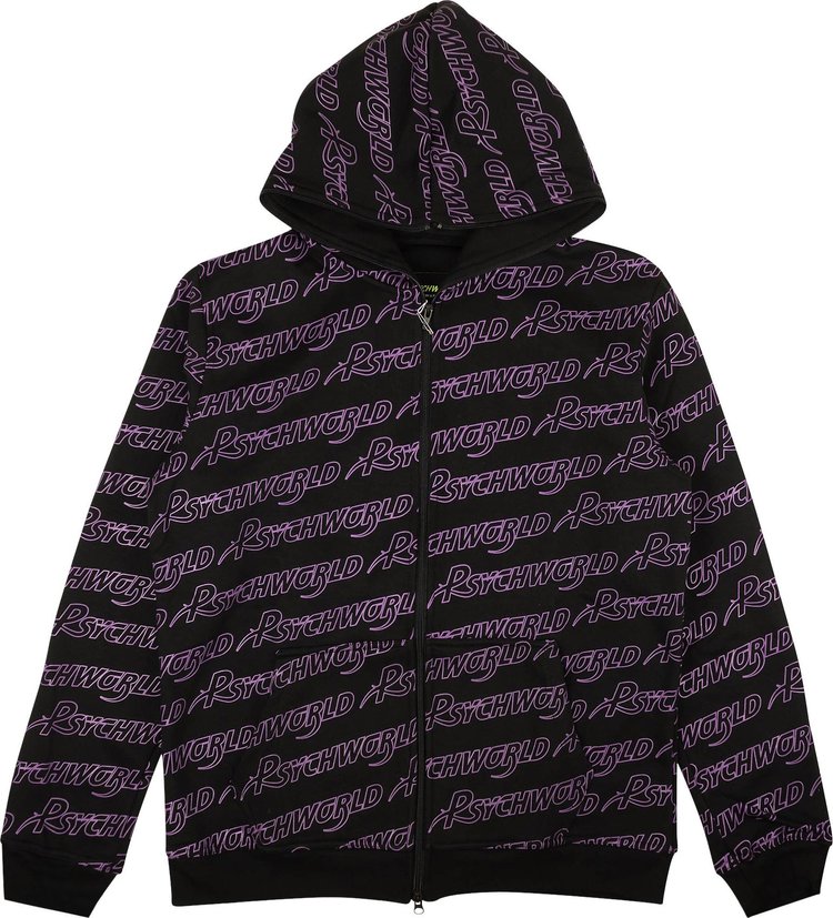 Psychworld Allover Logo Zip Up Hoodie 'Purple'