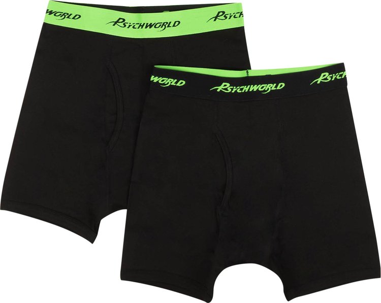 Psychworld Logo Band Boxer Shorts (2 Pack) 'Black/Green'