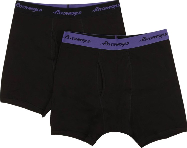 Psychworld Logo Band Boxer Shorts (2 Pack) 'Black/Purple'
