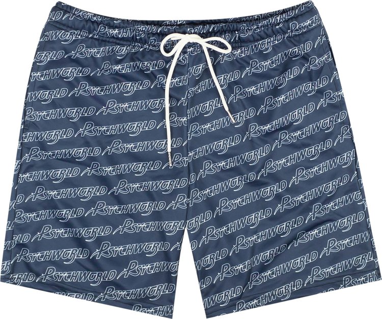 Psychworld Repeated Logo Shorts 'Midnight/Light Blue'