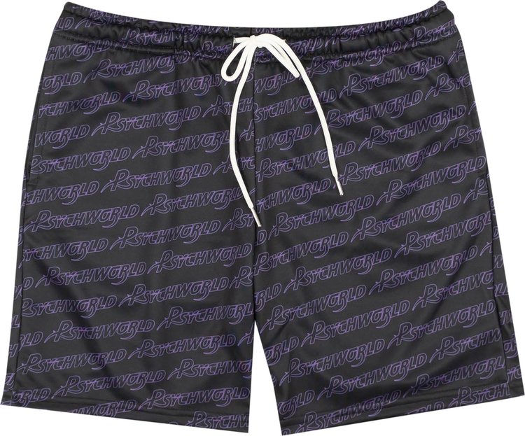 Psychworld Repeated Logo Shorts BlackPurple